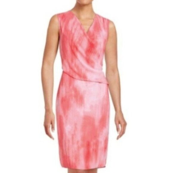 T Tahari Dresses & Skirts - T Tahari Sleeveless Faux Wrap Bodice Seraphina Paradiseo Pink Chiffon Dress Sz S